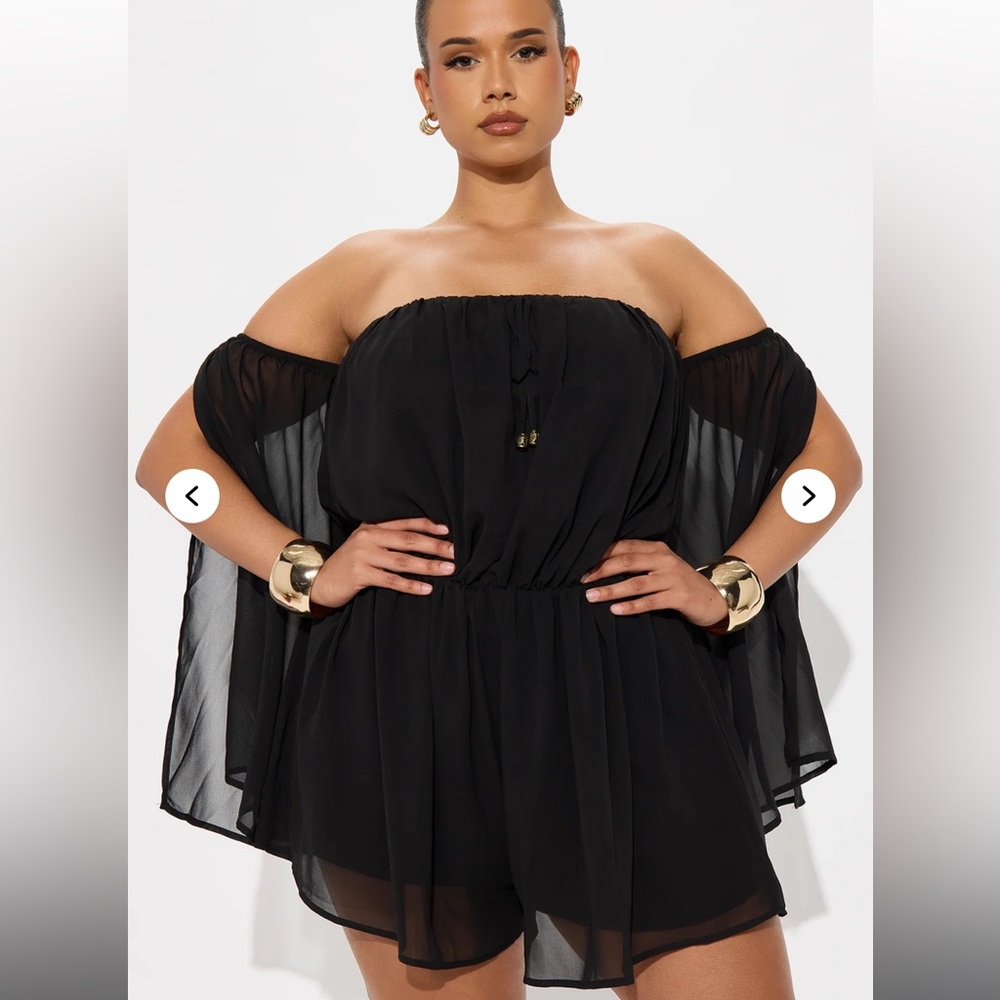 Fashion Nova Black Off-Shoulder Romper - Picture 5 of 6